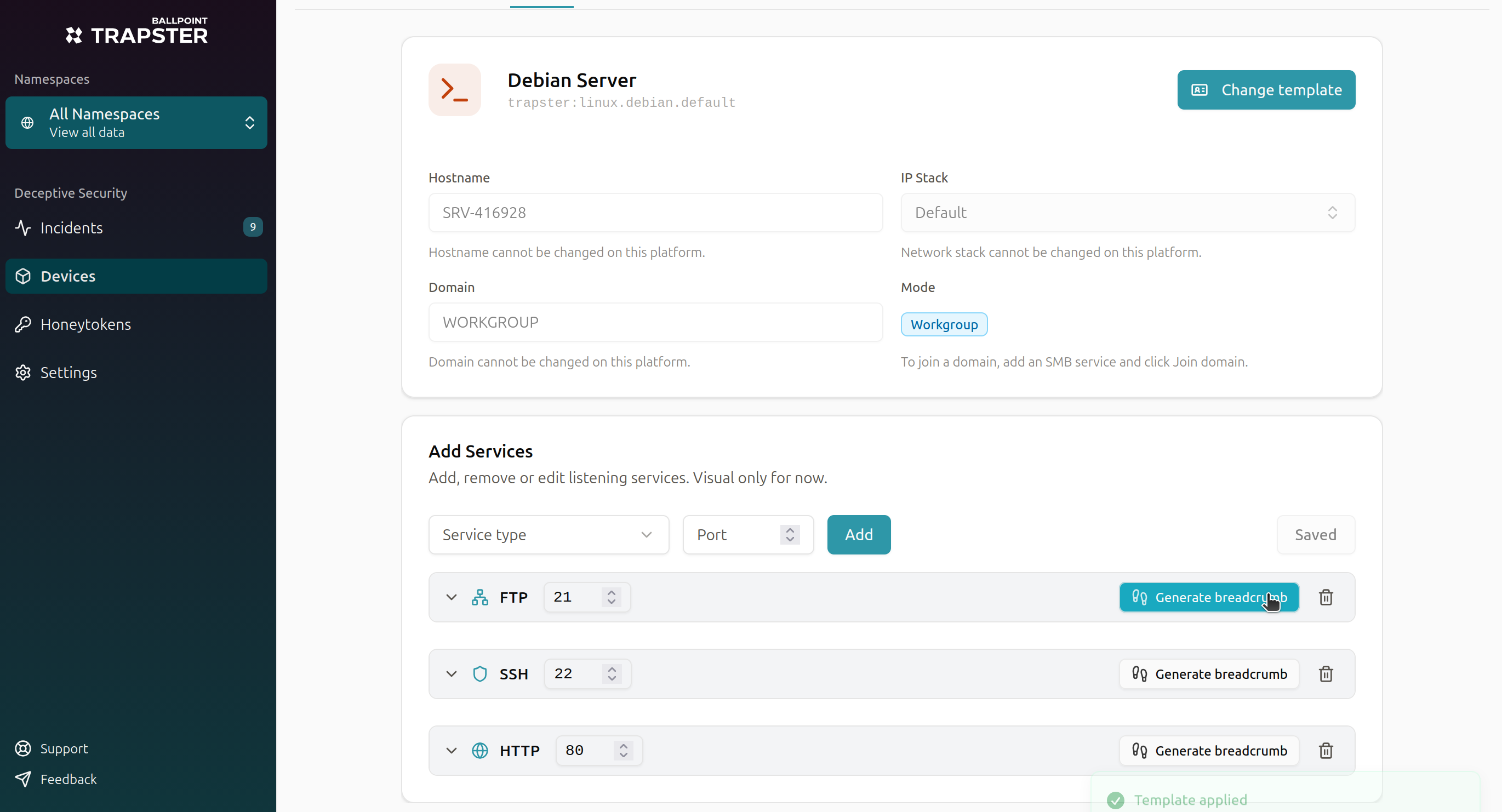 Selecting generate new breadcumb
