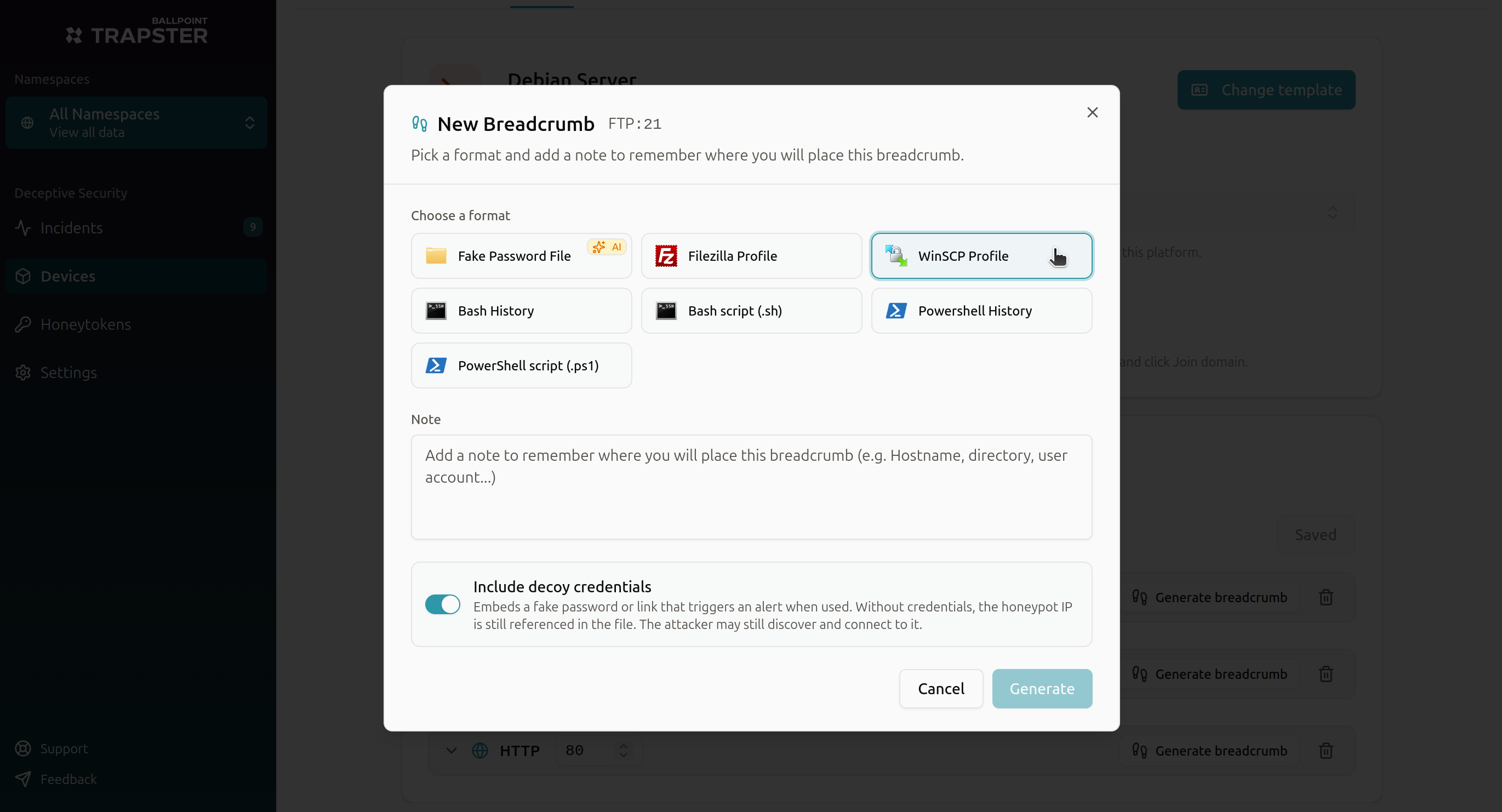 Generating new breadcrumb