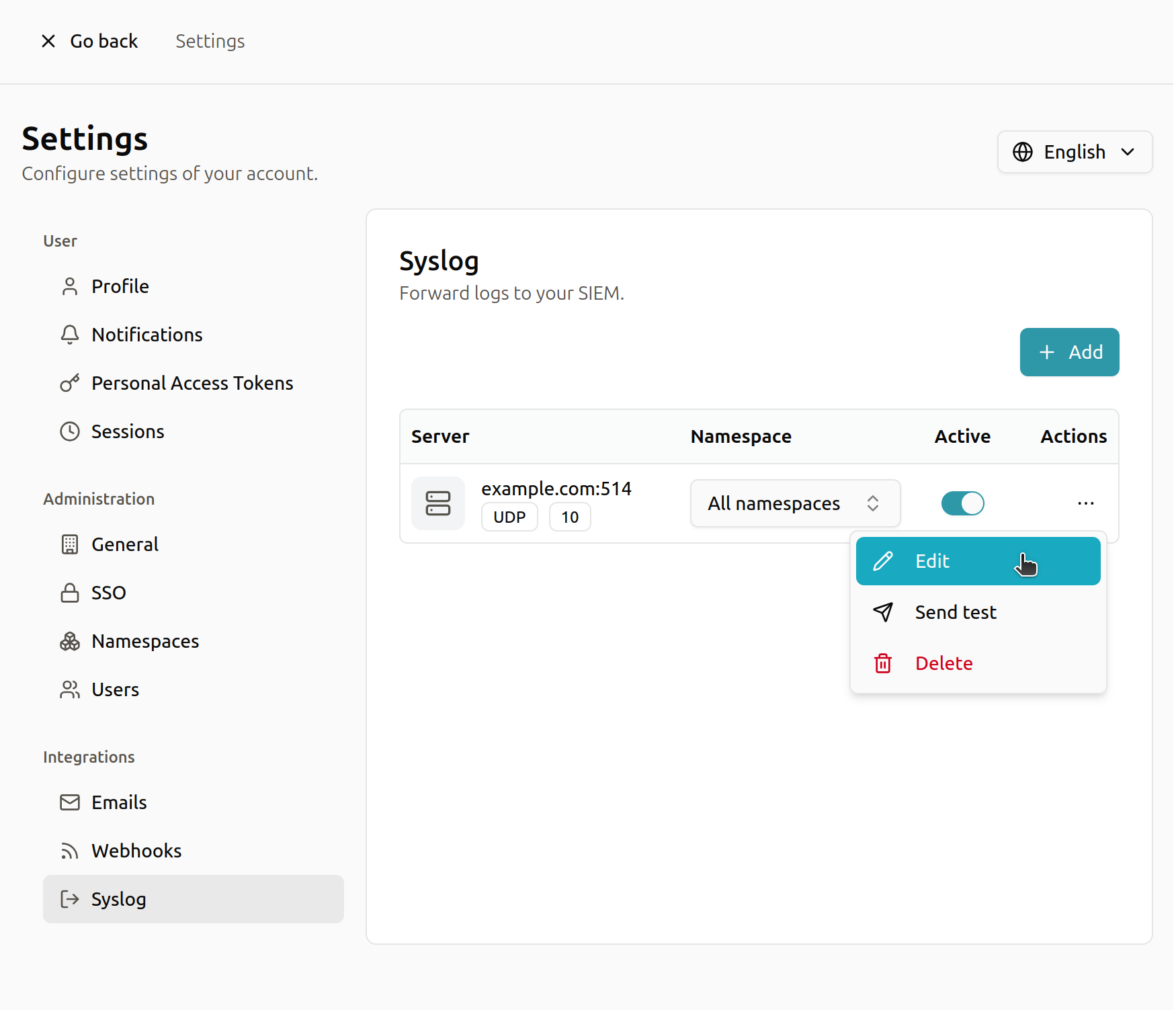 Edit Syslog
